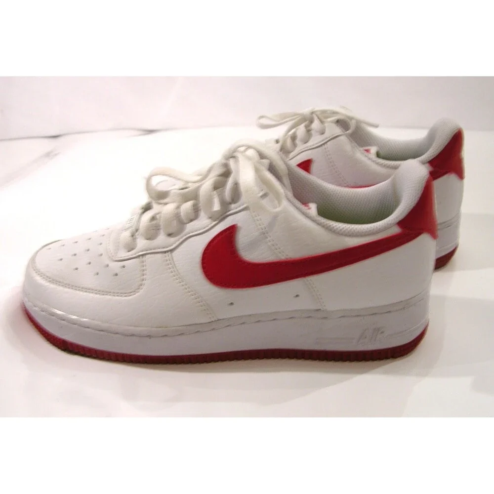 Nike Air Force 1 AF1 Low White Red Athletic Shoes Size US 8.5